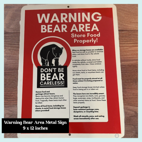 Bright Red Bear Warning Sign: UV Protected Aluminum Safety Sign for Outdoor Use (9" x 12")