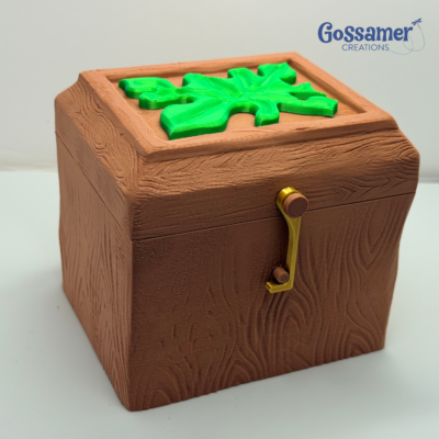 Woodland Leaf Deck Box, Rustic Fantasy Card Storage, Wooden Style MTG Deck Holder, Magnetic RPG Card Case, Nature Inspired Box